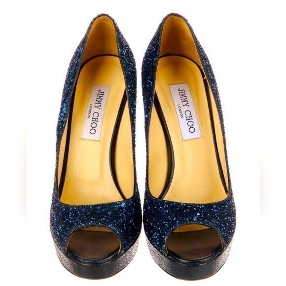 Jimmy Choo Dahlia,  Royal Blue Glitter Pumps in remarkable Condition EU35 - Picture 4 of 13